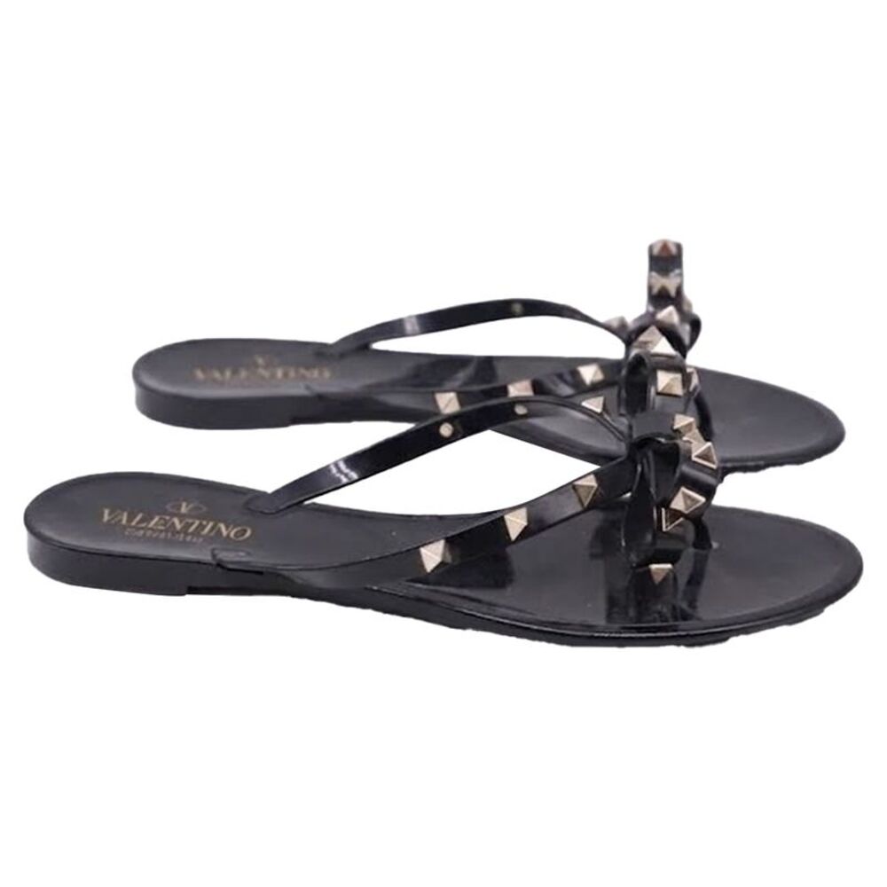Valentino Garavani Rockstud Slide Sandals in Black PVC